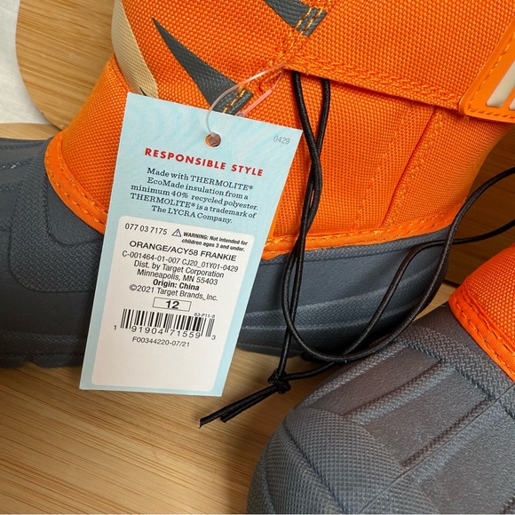 Cat & Jack Kids Tiger Winter Boots Kids Size 12 – Faux Fur Insulated Snow Boots - Picture 5 of 11